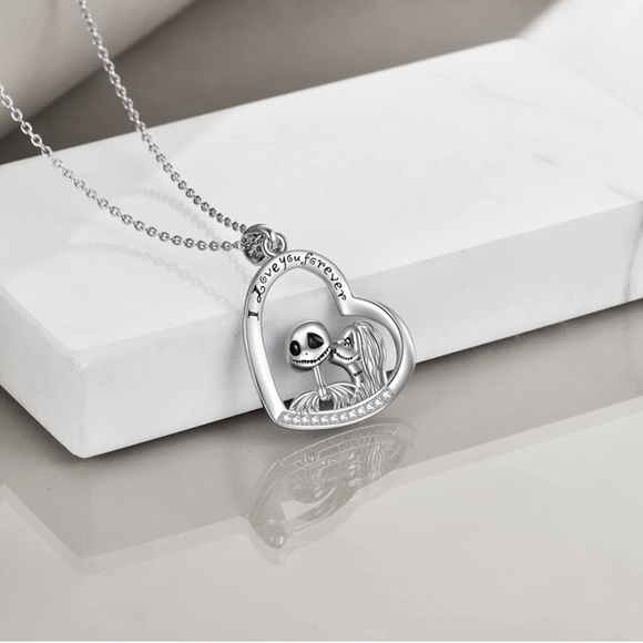 Diamond Nightmare Before Christmas Eternity Infinity Heart Necklace - Picture 2 of 5
